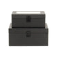 Set Of Two Black Faux Leather And Mirrored Glass Jewelry Boxes