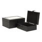Set Of Two Black Faux Leather And Mirrored Glass Jewelry Boxes