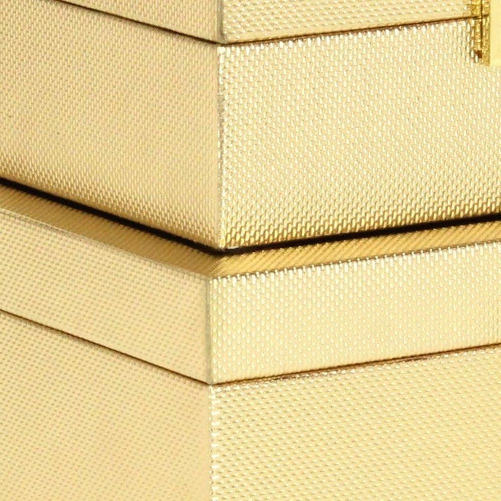 Set Of Two Gold Faux Leather And Mirrored Glass Jewelry Boxes