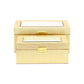 Set Of Two Gold Faux Leather And Mirrored Glass Jewelry Boxes