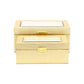 Set Of Two Gold Faux Leather And Mirrored Glass Jewelry Boxes