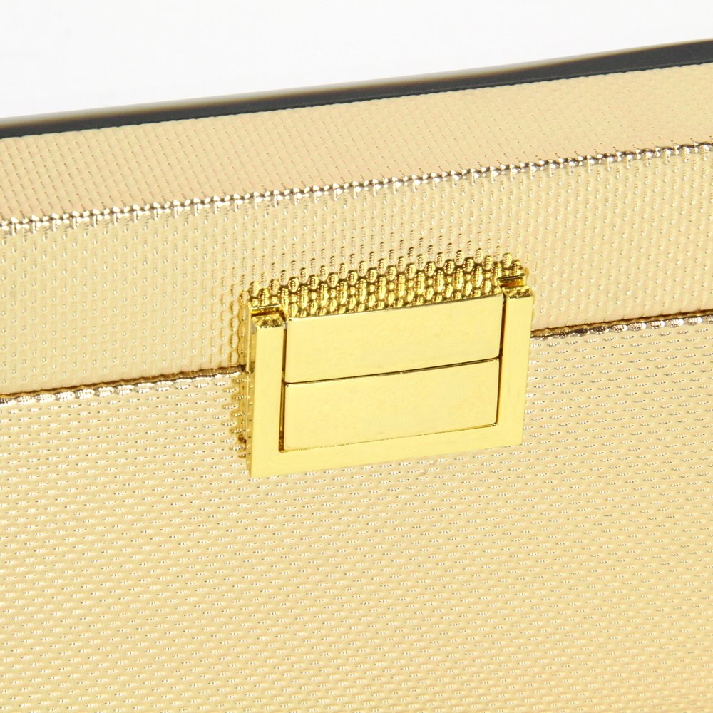 Set Of Two Gold Faux Leather And Mirrored Glass Jewelry Boxes