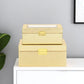 Set Of Two Gold Faux Leather And Mirrored Glass Jewelry Boxes