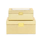Set Of Two Gold Faux Leather And Mirrored Glass Jewelry Boxes