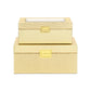 Set Of Two Gold Faux Leather And Mirrored Glass Jewelry Boxes