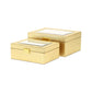 Set Of Two Gold Faux Leather And Mirrored Glass Jewelry Boxes