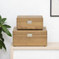 Set Of Two Brown Solid Wood Jewelry Boxes
