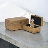 Set Of Two Brown Solid Wood Jewelry Boxes