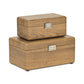 Set Of Two Brown Solid Wood Jewelry Boxes