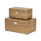 Set Of Two Brown Solid Wood Jewelry Boxes