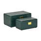 Set Of Two Green Solid Wood Jewelry Boxes