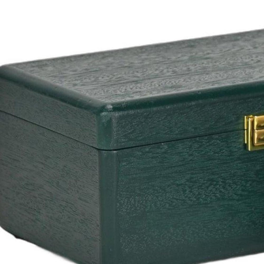 Set Of Two Green Solid Wood Jewelry Boxes