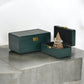 Set Of Two Green Solid Wood Jewelry Boxes