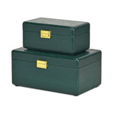 Set Of Two Green Solid Wood Jewelry Boxes