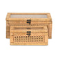 Set Of Two Natural Wood Rattan And Glass  Jewelry Boxes