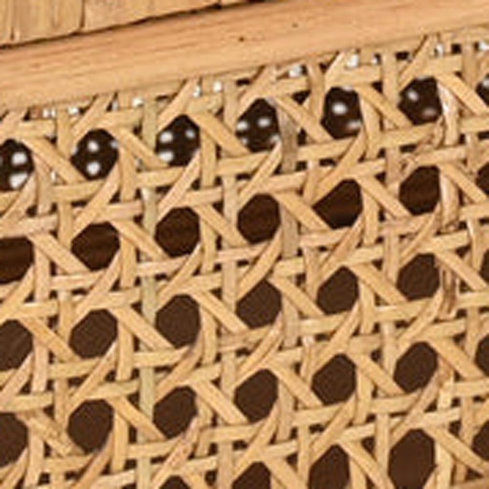 Set Of Two Natural Wood Rattan And Glass  Jewelry Boxes