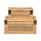 Set Of Two Natural Wood Rattan And Glass  Jewelry Boxes