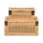 Set Of Two Natural Wood Rattan And Glass  Jewelry Boxes