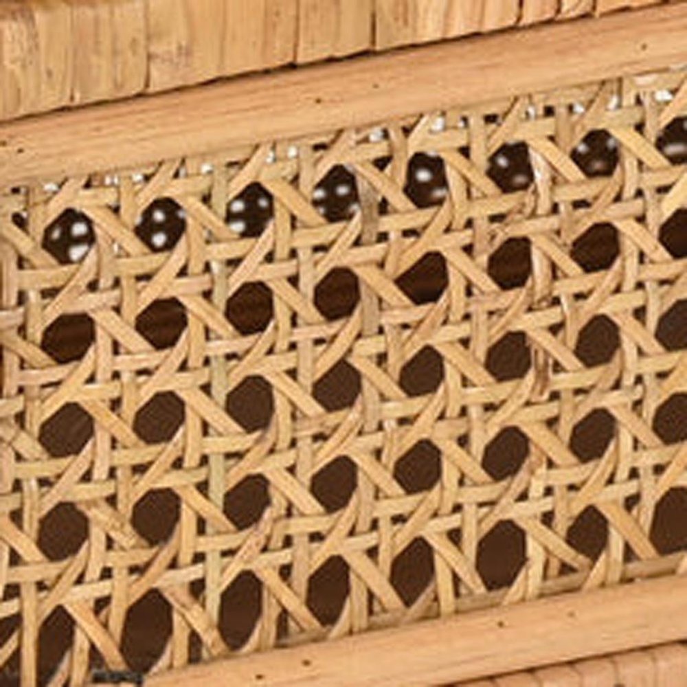 Set Of Two Natural Wood Rattan And Glass  Jewelry Boxes