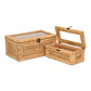 Set Of Two Natural Wood Rattan And Glass  Jewelry Boxes