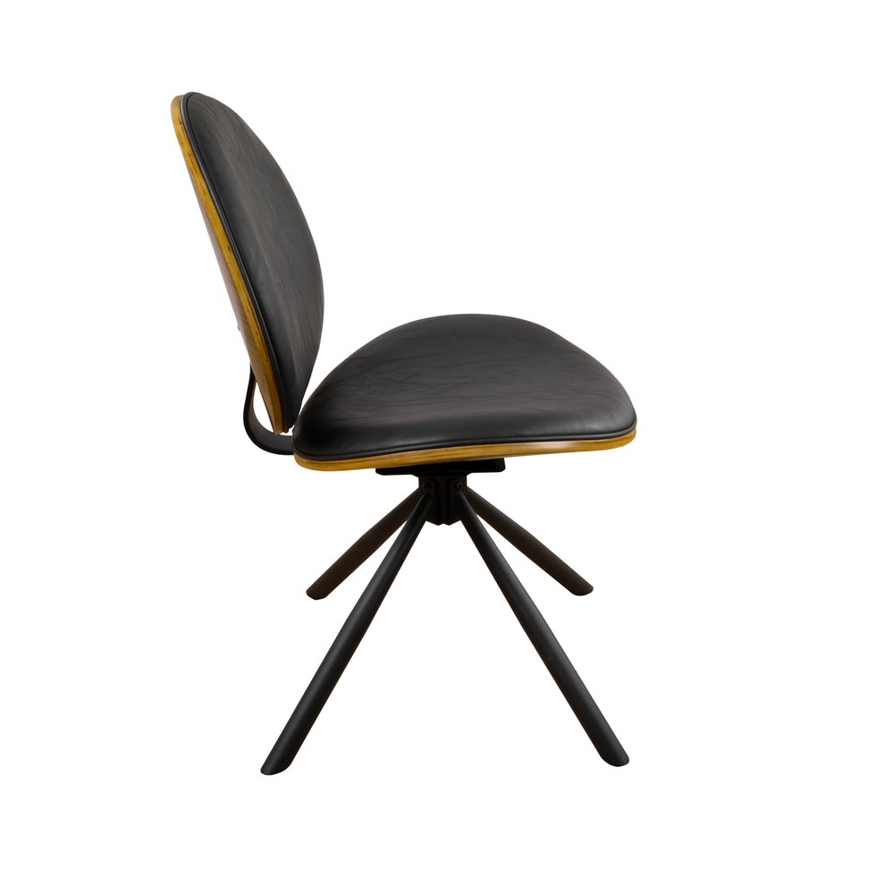 Off White and Natural Upholstered Faux Leather Dining Arm Chair