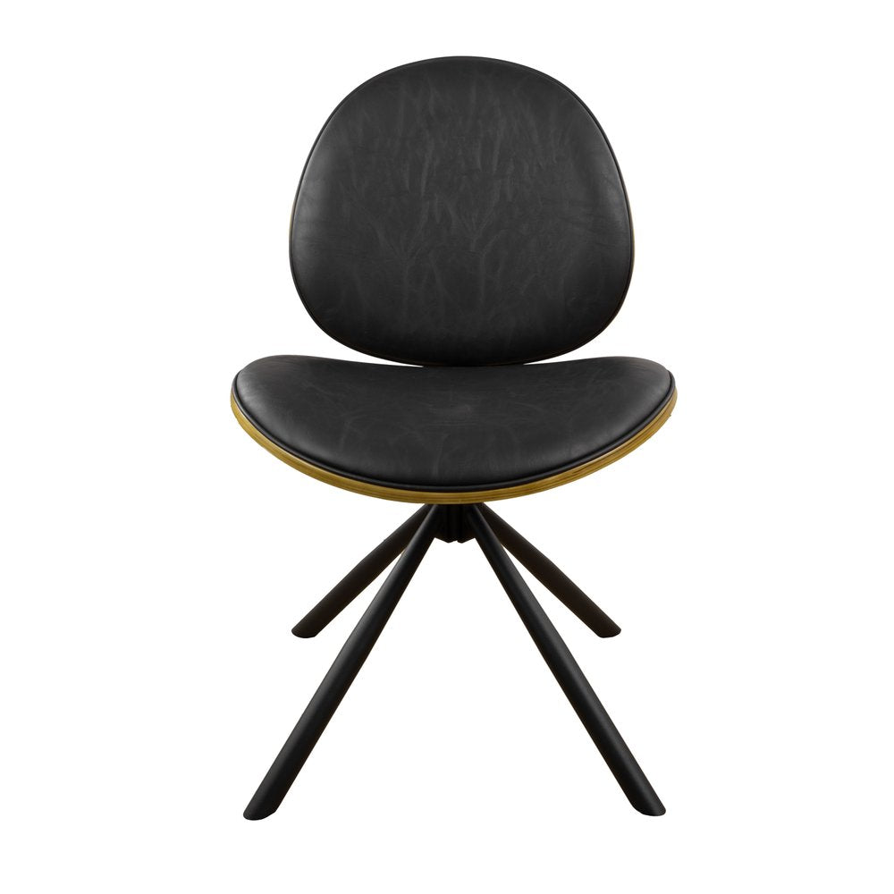 Off White and Natural Upholstered Faux Leather Dining Arm Chair