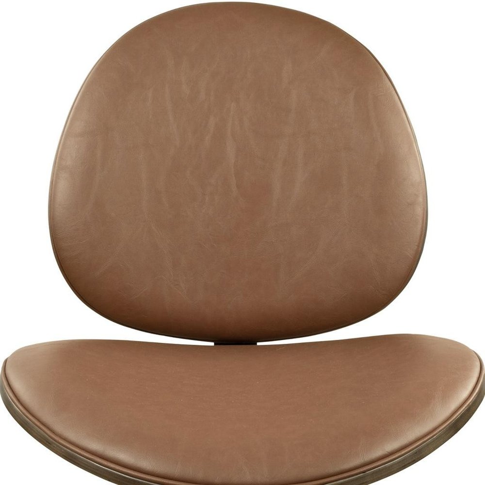 Off White and Natural Upholstered Faux Leather Dining Arm Chair