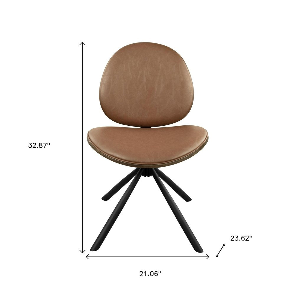 Off White and Natural Upholstered Faux Leather Dining Arm Chair