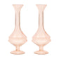 Set of Two 9" Pink Glass Trumpet Table Vases