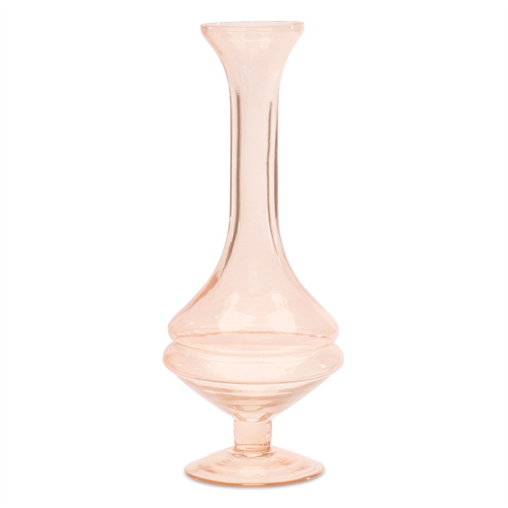 Set of Two Pink Trumpet Glass Table Vase