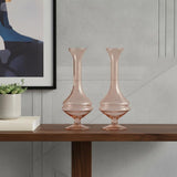 Set of Two Pink Trumpet Glass Table Vase