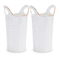 Set of Two White And Beige Ceramic Round Table Vases