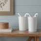 Set of Two White And Beige Ceramic Round Table Vases