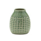 7" Green And White Clay Round Table Vase