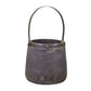 Set of Two Brown Steel And Wood 20 Ounce Round Distressed Pot Planters