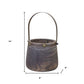 Set of Two Brown Steel And Wood 20 Ounce Round Distressed Pot Planters