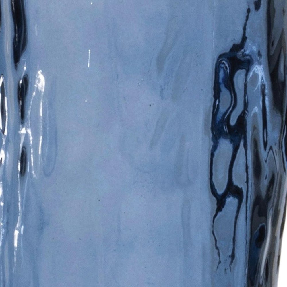 Set of Two Blue Wavy Glass Table Vase