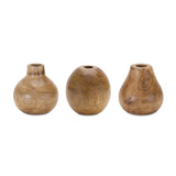 Set of Three Brown Wood Table Vase