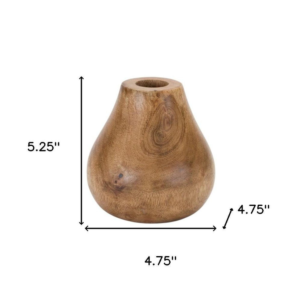 Set of Three Brown Wood Table Vase
