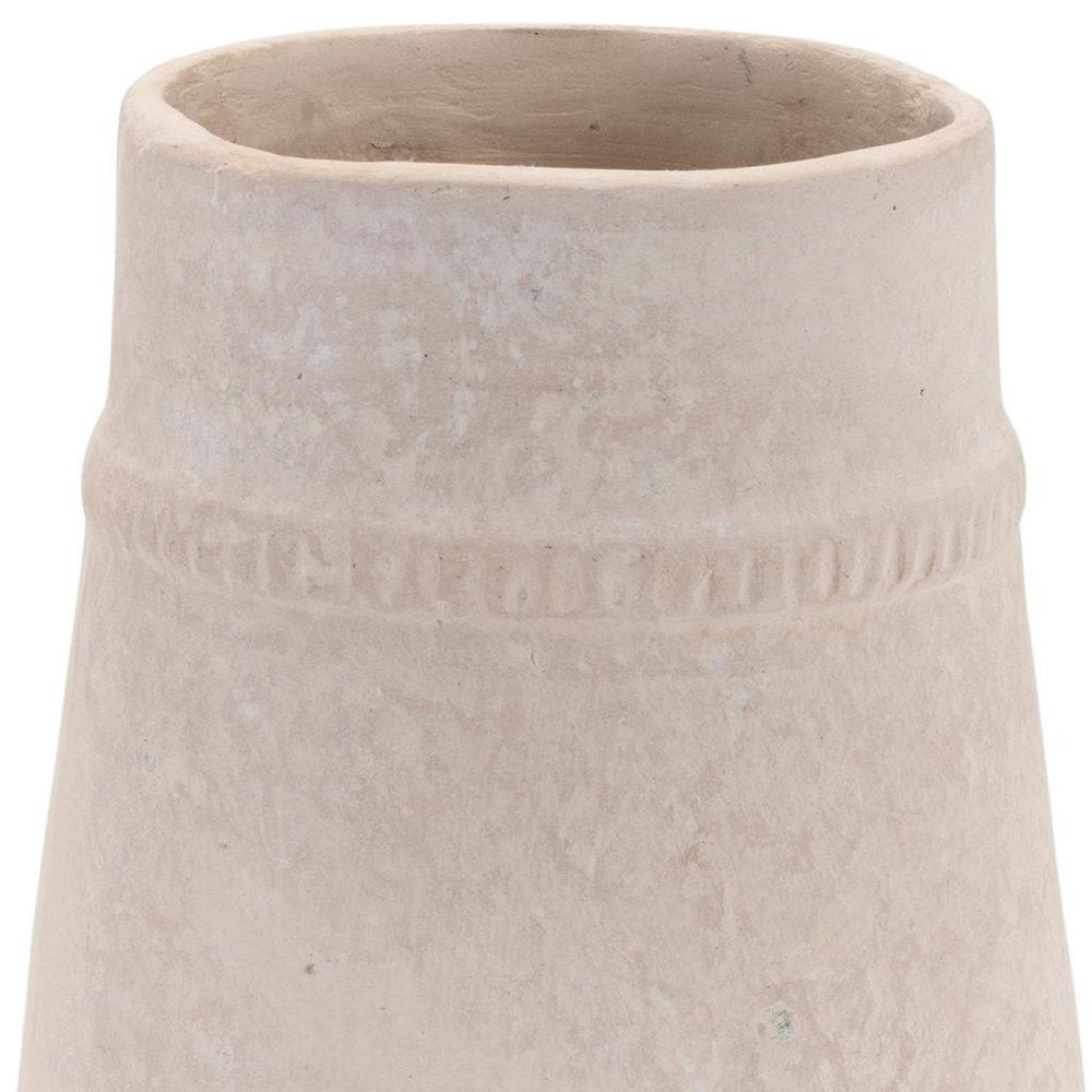7" Beige Resin Round Table Vase