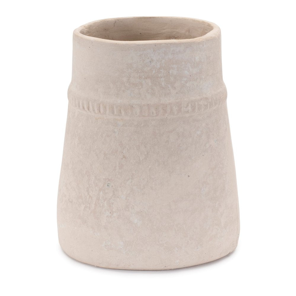 7" Beige Round Resin Table Vase