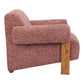 39" Copper And Brown Woven Upholstery And Solid Wood Arm Chair