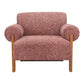 39" Copper And Brown Woven Upholstery And Solid Wood Arm Chair