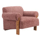 39" Copper And Brown Woven Upholstery And Solid Wood Arm Chair