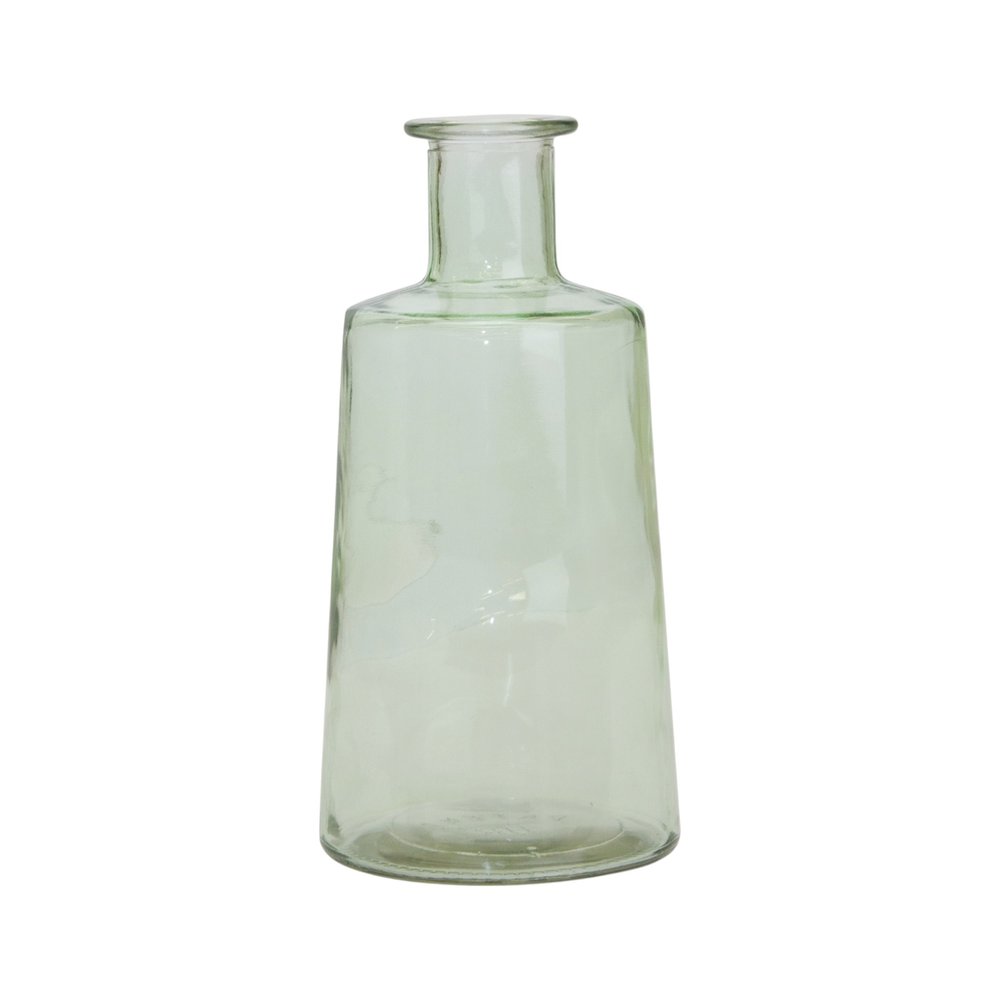 Set of Two Green Round Glass Table Vase