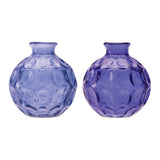 Set of Two Blue Glass Round Table Vases