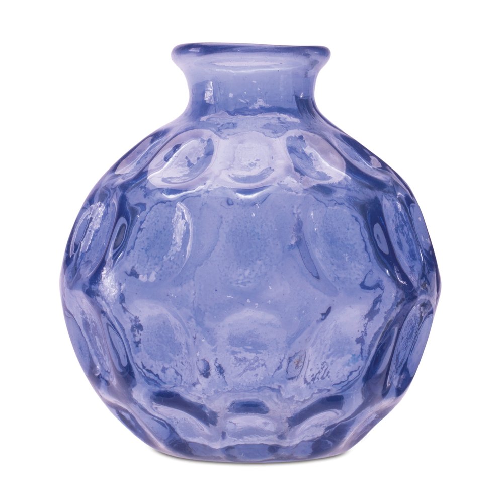 Set of Two Blue Round Glass Table Vase
