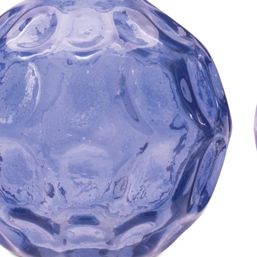 Set of Two Blue Round Glass Table Vase