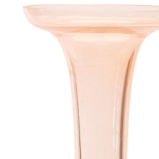 Set of Two Pink Glass Trumpet Table Vases