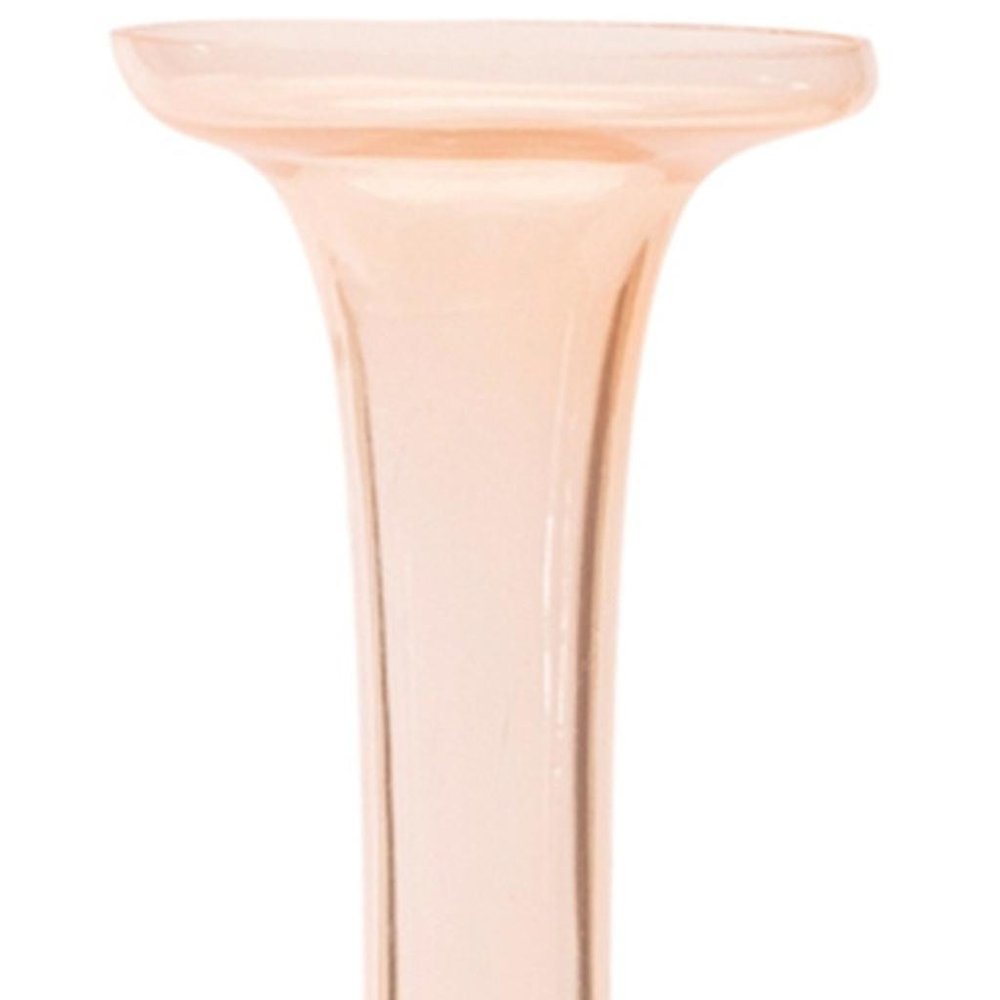 Set of Two Pink Glass Trumpet Table Vases
